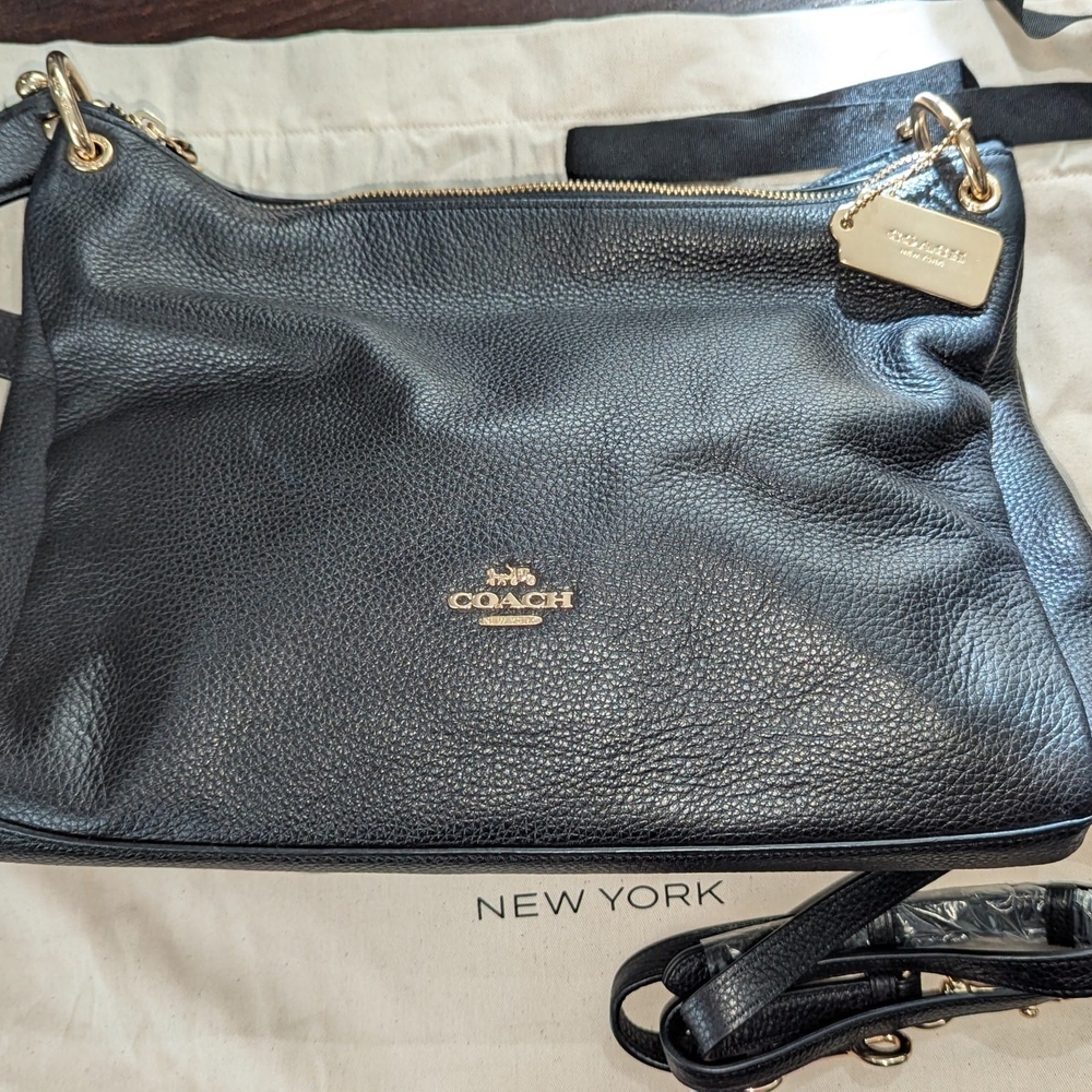 Coach Pebbled Black Leather Shoulder Bag